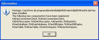 AjpdSoft Instalar componentes Delphi - Componente instalado correctamente